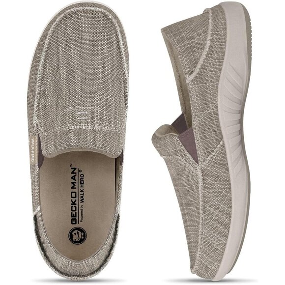 〽️Closed Toe Loafers Sneakers Men\'s Beige Canvas Slip On Orthopedic Lightweight main image 7